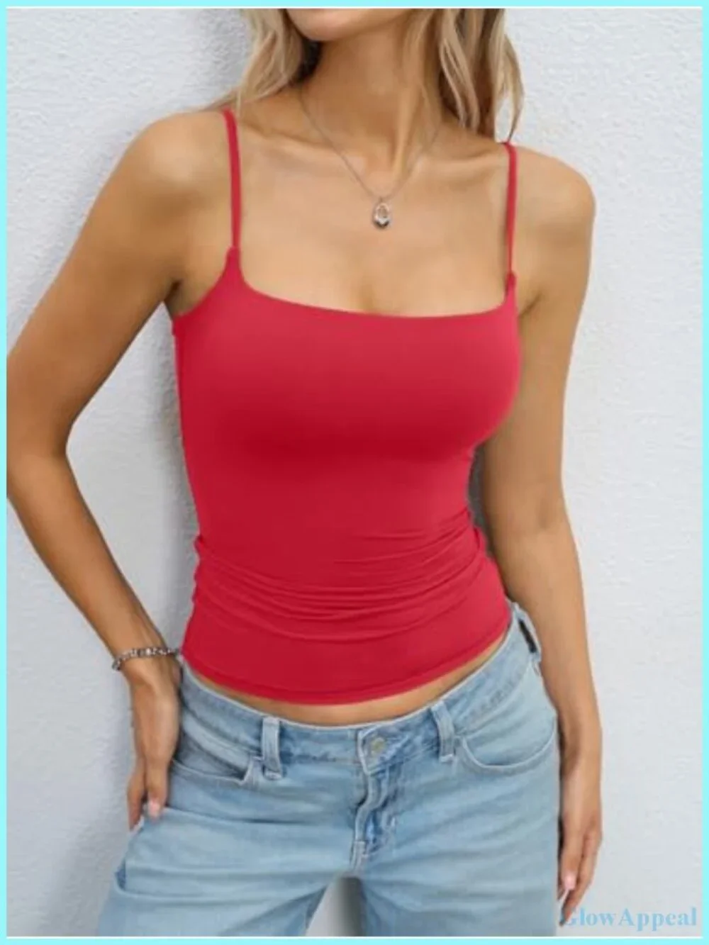 Double Lined Square Neck Tank Top Adjustable Spaghetti Strap Camisole Y2K Going